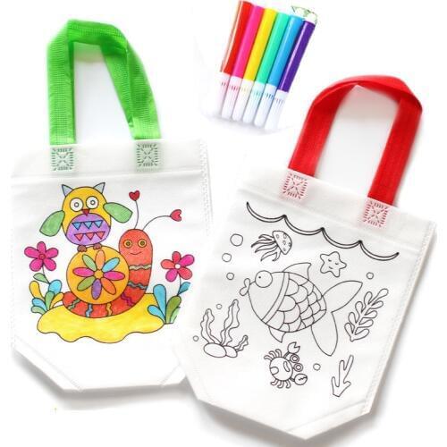 Random 1 pc Kids DIY Drawing Craft Color Bag Children Learning Educational Drawing Toys with Safe Watercolor pen for Baby Gifts