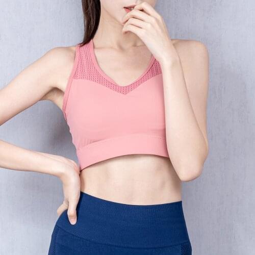 Woman Sports Bra Push-up Shockproof Quick Dry Padded Crop-Top Splicing Tank-Top Gym Clothing Workout Fitness Running Bra