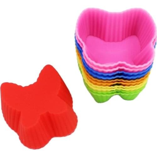 12pcs/lot Butterfly Shape Silicone Muffin Cupcake Mould Case Bakeware Maker Mold Tray Baking Cup Liner Baking Molds D719