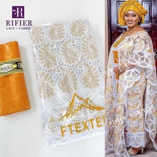 2.5+2.5 Yards Dry Lace With Bazin Riche Fabric 2020 High Quality Senegal Swiss Voile Lace African Gambia Wedding Basin Fabric
