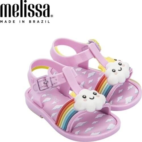 2021 New Mini Melissa Baby Sun Sandals Flat Jelly Shoes Rainbow Girl Cute Sandals Cloud Kids Shoes Toddler Melissa Sandals