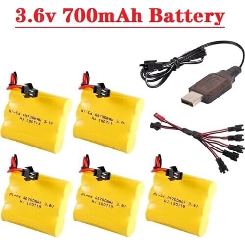 3.6V 700mah AA NI-CD Battery With Charger For Electric Toys Car Tank Ship Boats Robot Rechargeable AA 3.6V Battery M Size Model