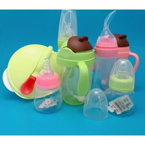 4 Pcs/Set Tableware Set Baby Children Cartoon Plate Bowl Spoon Cup Milk Bottle Set Baby Care Feeding Kit Supplies