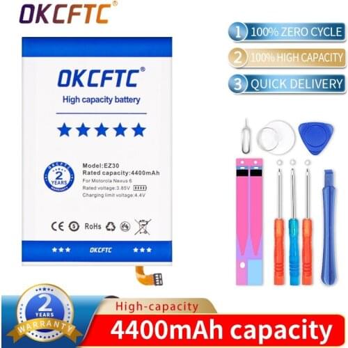 OKCFTC EZ30 4400mAh Battery for Motorola Nexus 6 Google XT1115 XT1110 xt1103 nexus6 Mobile Phone Batteries