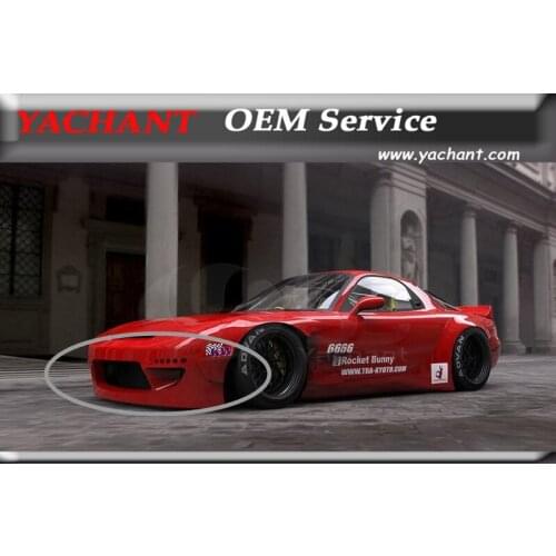 Car-Styling Fiber Glass FRP Bodykits Fit For 92-97 RX7 FD3S RB V2 Style Wide Body Kit Front Bumper with Lip LED light