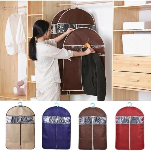 Breathable Thick Textile Dust Cover Clothes Hanging Bag Embossed Coveralls Coat Suit Storage Bag Clothes Protection Cover