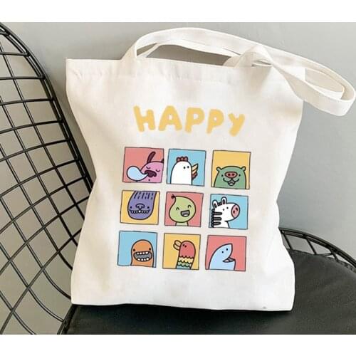 Girl Print Canvas Shopping Tote Bag Gift for Student Friend Reusable Shopper Bag Women Fashion Travel Eco Bags Female Cloth Bag