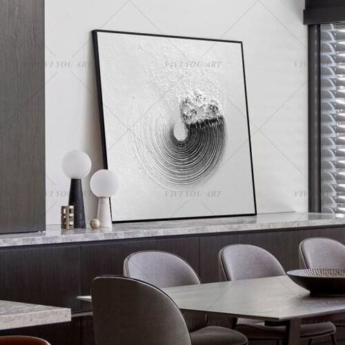 100% Handmade Black Circle White Abstract Gold Oil Painting for Living Room Modern Painting wall decor picture art Gift
