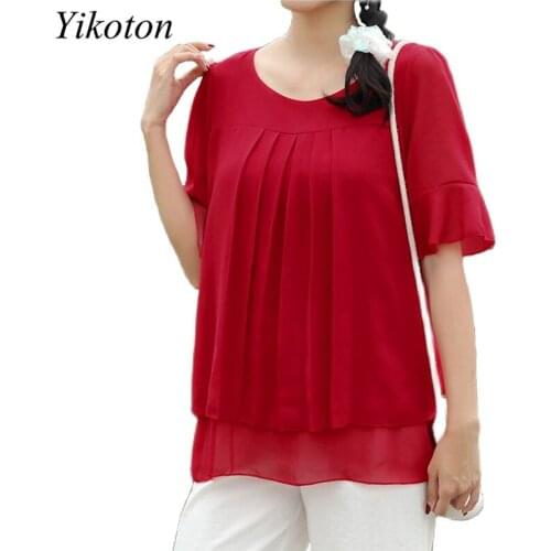 Fashion Woman Blouses Femme Womens shirt Loose Plus Size O-Neck Female Short Sleeve Top Summer Casual Blusas de mujer y camisas