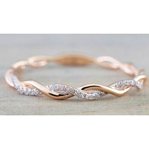 Round Rings For Women Thin Rose sweet Color Twist Rope Stacking Wedding Rings Accessories Gifts
