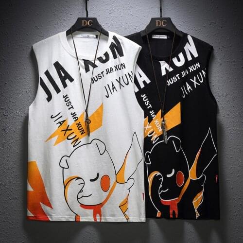 Summer Men Tank Top Streetwear Japan Print Dinosaur Vest Men Casual Hip-Hop Men Clothing Sweatshirt Sleeveless Tank Top Men