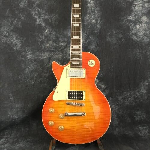 Hot selling standard electric guitar, left-handed lp guitar, high quality striped tiger maple, mahogany neck wood. free shipping