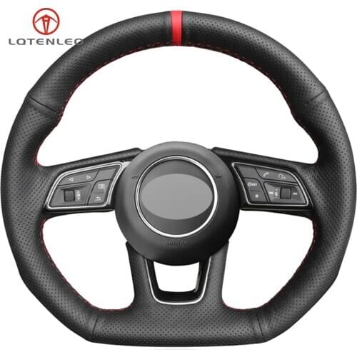 LQTENLEO Black Genuine Leather DIY Car Steering Wheel Cover For Audi A1 SQ2 2018 2019 A3 2016-2019 S3 Q2 2016-2019 RS3 2017-2019