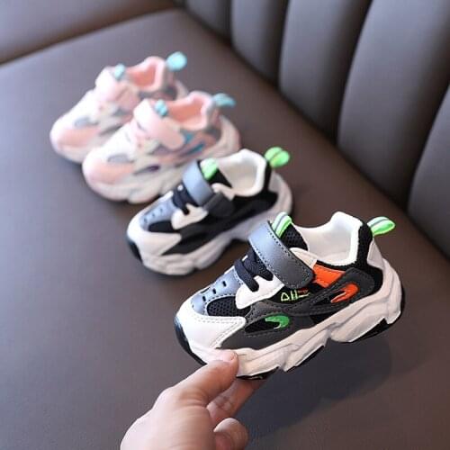 Spring Boys Girls Fashion Sneakers Baby/Toddler/Little Kids Leather Net Trainers Children School Sport Shoes Soft Running Shoes