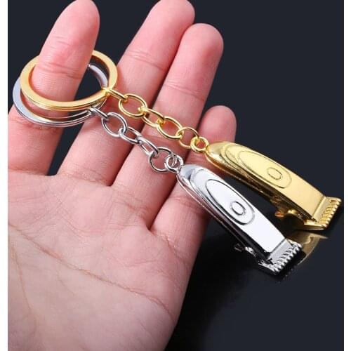 Trendy Barber Hip Hop Punk Style Alloy Shaving Knife Keychain 3D Vintage Scissors Hair Clipper Hair dryer keychain Jewelry