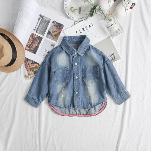2019 New Arrival Fashion Shirt for Boys and Girls Childrens Denim Tee Shirt Baby Long Sleeve Cowboy Top Tees Kids Wild Blouse