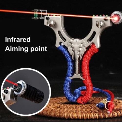 2021 New Laser Aiming Slingshot Infrared Hunting Launcher Catapult With Flat Rubber Band Outdoor Game Sling Shot Set Drop Ship