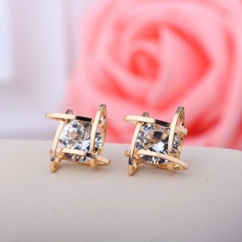 New Square explosion models zircon earrings fashion crystal earring copper Tic Tac Toe