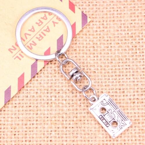 New Fashion Keychain 23x12mm retro 80s cassette tape Pendants DIY Men Jewelry Car Key Chain Ring Holder Souvenir For Gift