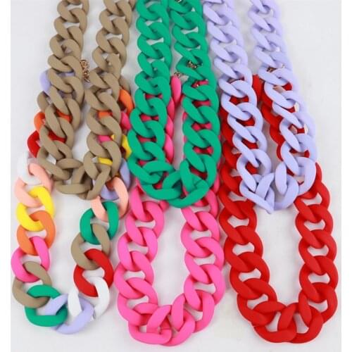 FishSheep Matte Colorful Acrylic Chunky Chain Necklace For Women Big Chain Collar Choker Pendant Necklaces 2021 Fashion Jewelry