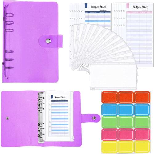 28 Pieces A6 PVC Notebook Binder Cover with Budget Envelopes Planner Organizer Sticker Waterproof 6-Ring Binder