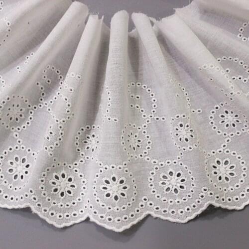 Pastoral Flowers Pure White Cotton Embroidery Cuff Collar Skirt Hem Accessories Fabric Lace Accessories 17cm RS2999