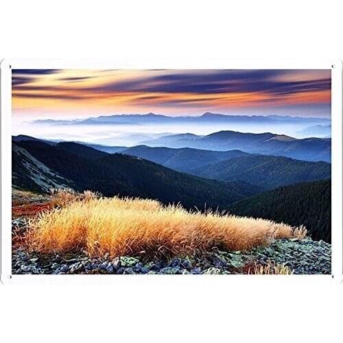 Planet Scene Poster - Beautiful Mountain Scenery Tin Sign