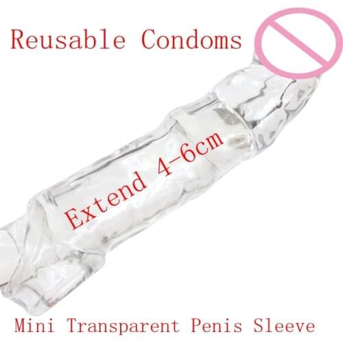 Male Extend Sleeve Penis Extender Condoms Reusable Dildo Enhancer Sex Toys For Men Delay Ejaculation Cock Nozzle