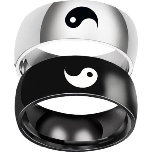 Simple Chinese Style Tai Chi Rings For Couple Creative Yin Yang Rings Men Women Punk Jewelry Fashion Gifts For Friends