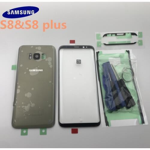 Samsung Galaxy S8 G950 G950F S8+plus G955 G955F Back Glass Cover Rear Battery Cover Door with Camera lens+Front glass lens