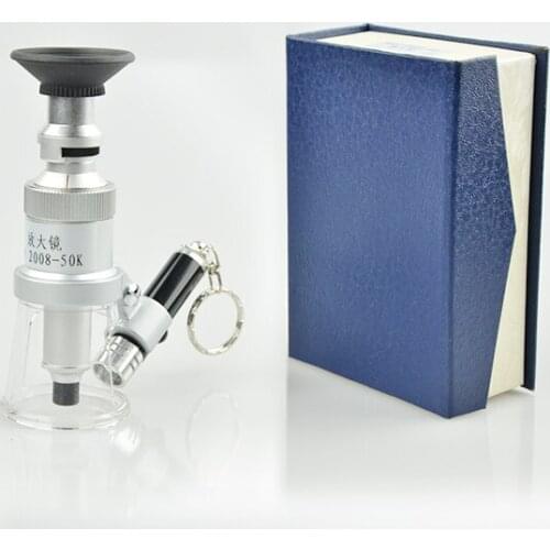 High Foot Lighted Scaled Magnifier 50X 100X Mini Microscope with Scale LED Textile Printing Magnifying Glass DIV 0.01mm 0.005mm