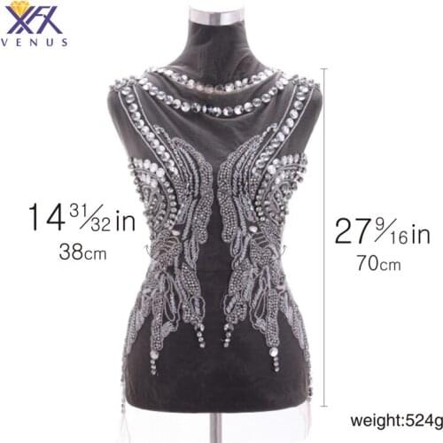 XFX VENUS 1pc beautiful flowers beaded bodice applique and crystal bodice Lady handmake Wedding Dress Accessories