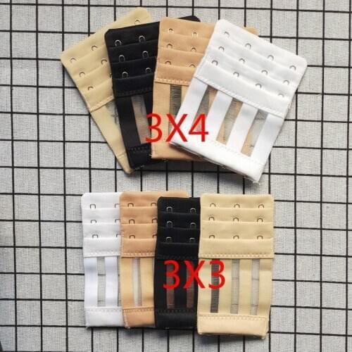 100pcs/lot Elastic Bra EXTENDER 3X4 3X3 Underwear Lingerie Extension Buckle Quality Stainless Sewing Accessories