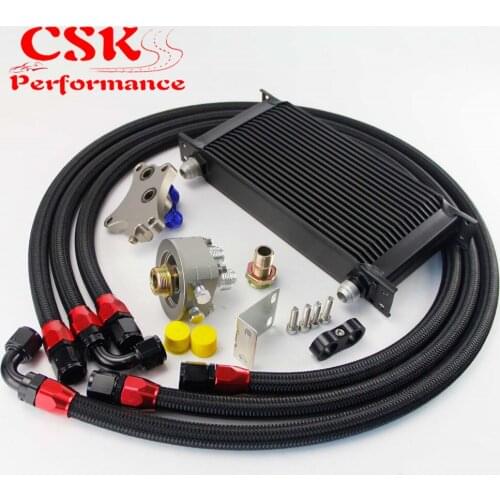 19 Row 248mm AN10 Oil Cooler Kit Fits For Nissan Silvia S13 S14 S15 180SX 200SX 240SX SR20DET Black/Silver