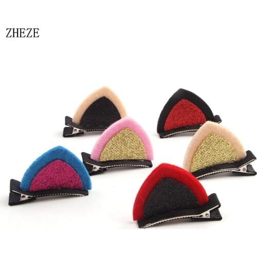 2pcs/lot Double Cat Ear Clip With Sequins Ears Kids Hair Clip Shining Cat Rabbit Ears Girls Hair Clips Kids Hairpins Barrettes