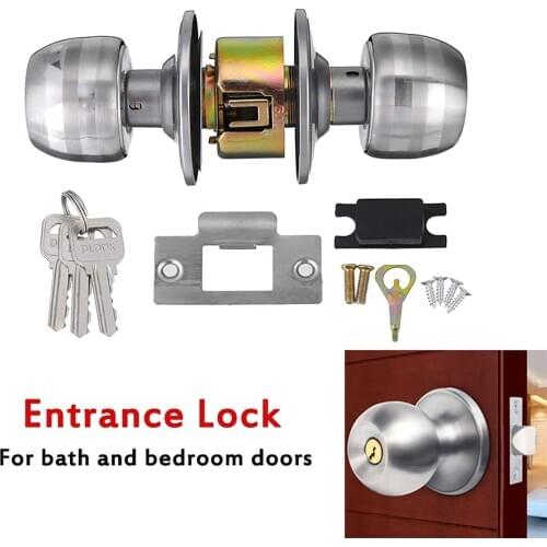 25-50Cm Home Door Handle Stainless Steel Round Ball Privacy Door Knob Set Kitchen Bedroom Bathroom Cabinet Hardware Lockset