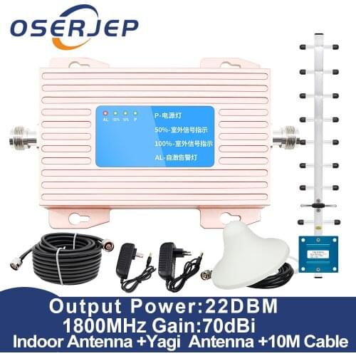 70dB 4g LTE Repeater LTE 1800 B3 Band Phone Signal Booster Cellphone Cellular Amplifier GSM DCS 1800Mhz Mobile Repeater Yagi Ant