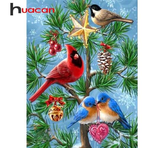 Huacan 5D Diamond Painting Full Drill Bird Diamond Embroidery Mosaic Christmas Tree Animals Creative Hobbies Home Decor