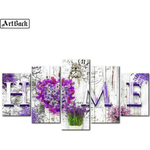 5 spell diamond painting home sweet home purple lilac full square home decoration mosaic artwork 3d round embroidery