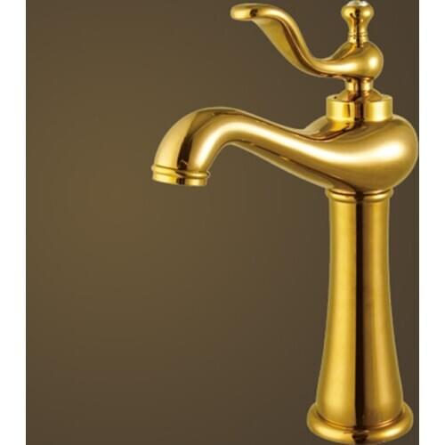 Free Shipping New product brass golden bathroom tap with high quality single handle gold bathroom basin sink water faucet