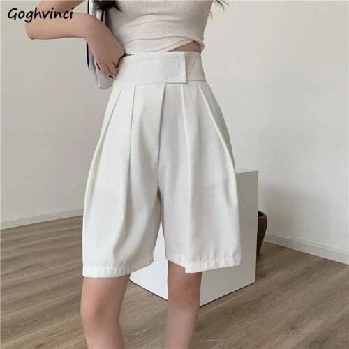 Pants Women Pure Color Baggy Knee Length Minimalist Summer Streetwear College Leisure Popular Comfortable High Waist Harajuku