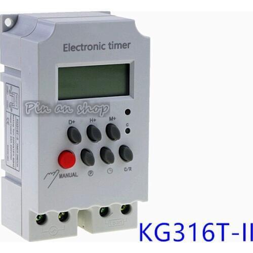 1PCS KG316T-II 25A 220VAC Din Rail Digital Programmable Timer Lcd Display Electronic Time Switch