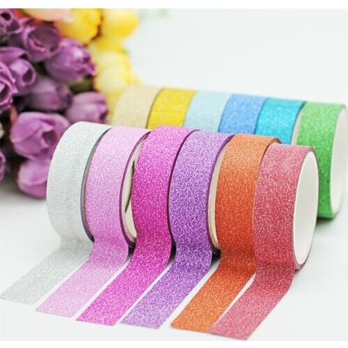 Kawaii Adhesive Silver Golden Glitter Masking Washi Tape Party Wedding Valentine Decorative Paper Crafts Scrapbooking