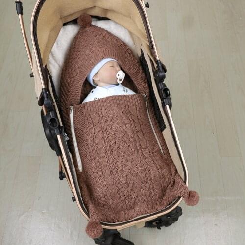 Baby Sleeping Bags Envelopes Autumn & Winter Knit Newborn Bebes Outdoor Stroller Sleepsack 0-6M Infant Kids Swaddle Wrap Blanket