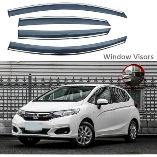 For Honda JAZZ Fit 2014-2020 Car Styling Awnings Shelters Window Visors rain eyebrow Protector Exterior decoration 4PCS/SET 2017