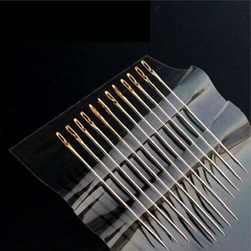 12 Pcs Blind Needle Elderly Upper Needle-side Hole Hand Household Sewing Stainless Steel Needless Threading Sewing Accessories