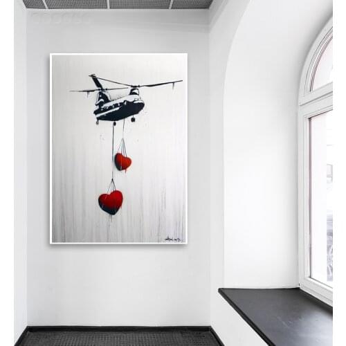 Modern Graffiti Art Canvas Painting Transport heart Painting Black and White Wall Art Poster Nordic Living Room Home Decor