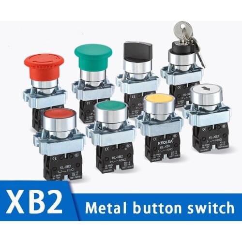 Button switch self reset XB2 small mushroom head emergency stop 22mm knob key start inching power on XB2-BA31 XB2-BA42