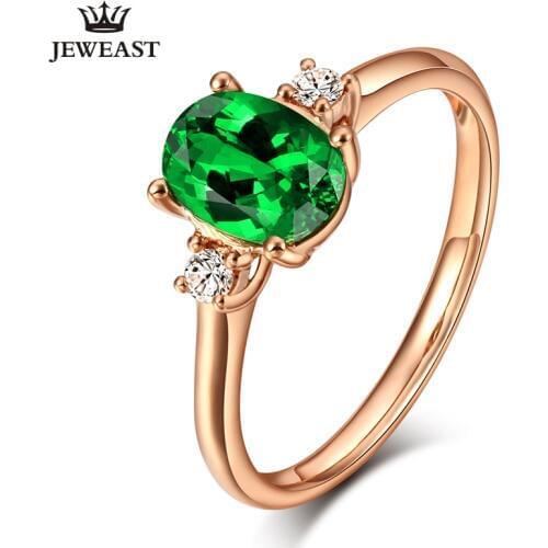 LSZB Natural tsavorite 18K Pure Gold 2020 New Hot Selling Top Ring Women Ring For Ladies Woman Genuine Jewelry