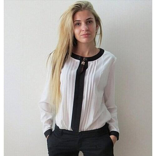 Fashion Chiffon Blouses Womens Office Shirts Casual Long-sleeved Chiffon Shirts Ladies Elegant Slim Fit Solid Blusas SZ S-XXL